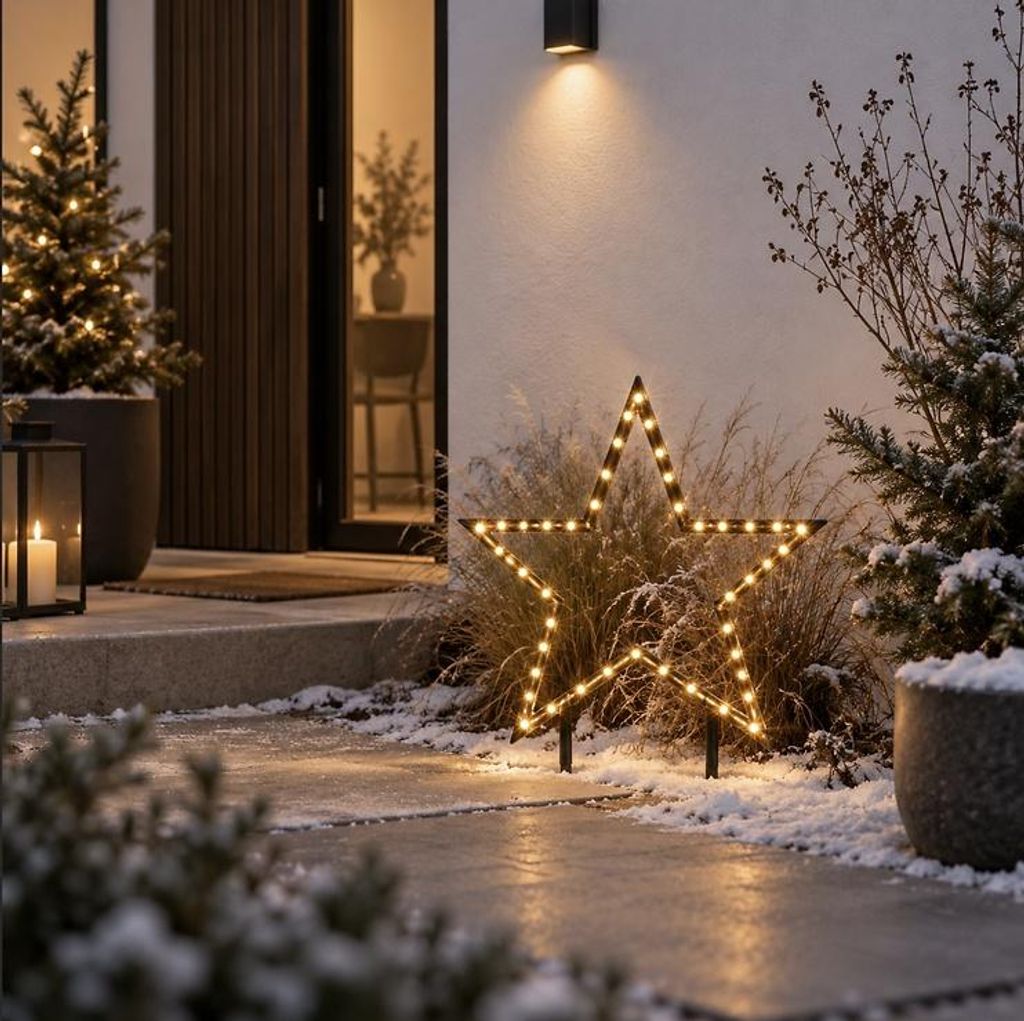 Luca Lighting LED Gartenstecker Stern 86 LED warmweiß 73 cm Produktbild 