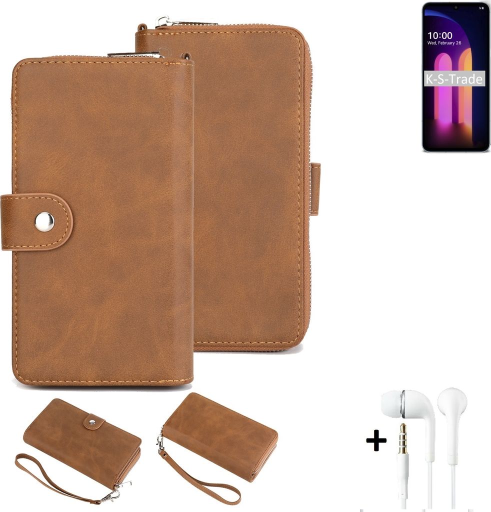 K-S-Trade 2in1 Handyhülle kompatibel mit LG Electronics V60 ThinQ 5G + Kopfhörer Schutzhülle & Portemonnee Schutzhülle Tasche Handytasche Case
