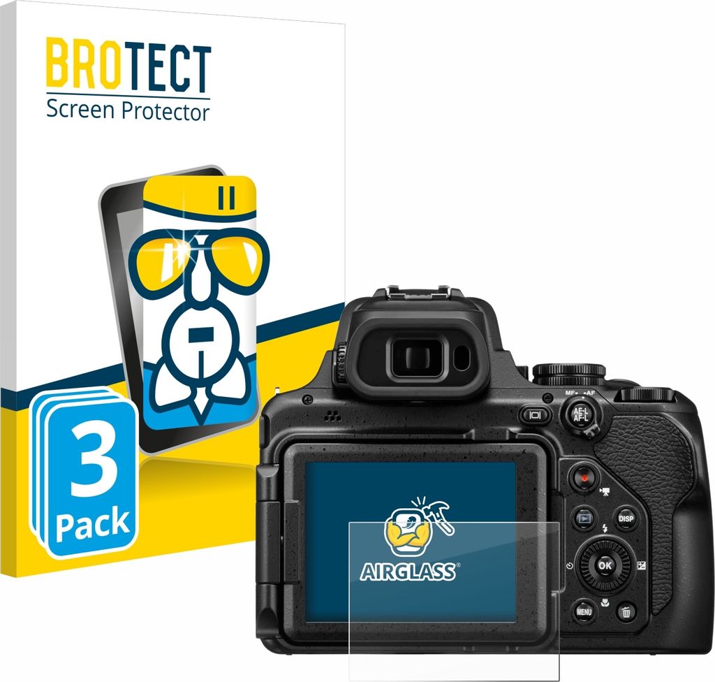 3x BROTECT Schutzglas für Nikon Coolpix P1100 Schutzfolie Panzer Folie Glas Display Schutz klar