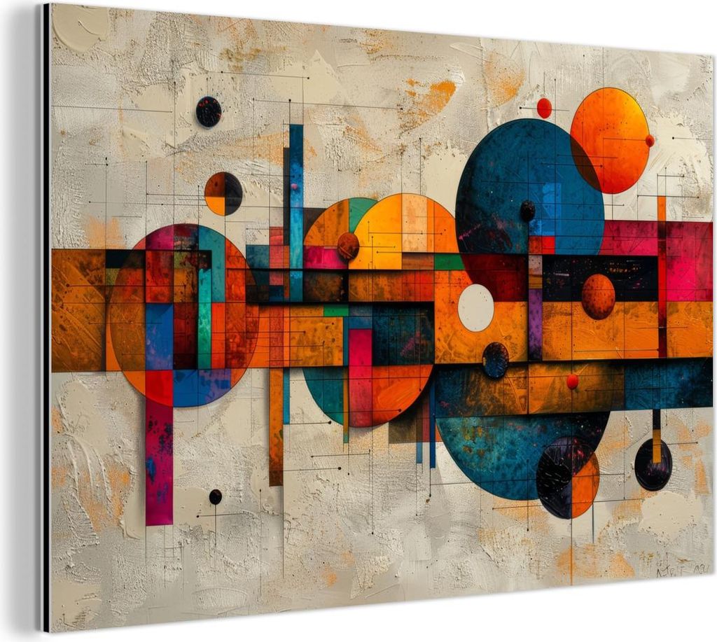 MuchoWow Wanddekoration Metall Metallbild Wandkunst 30x20 cm Kunst - Bunt - Modern - Formen MuchoWow Aluminium Gemälde - Aluminiumgemälder