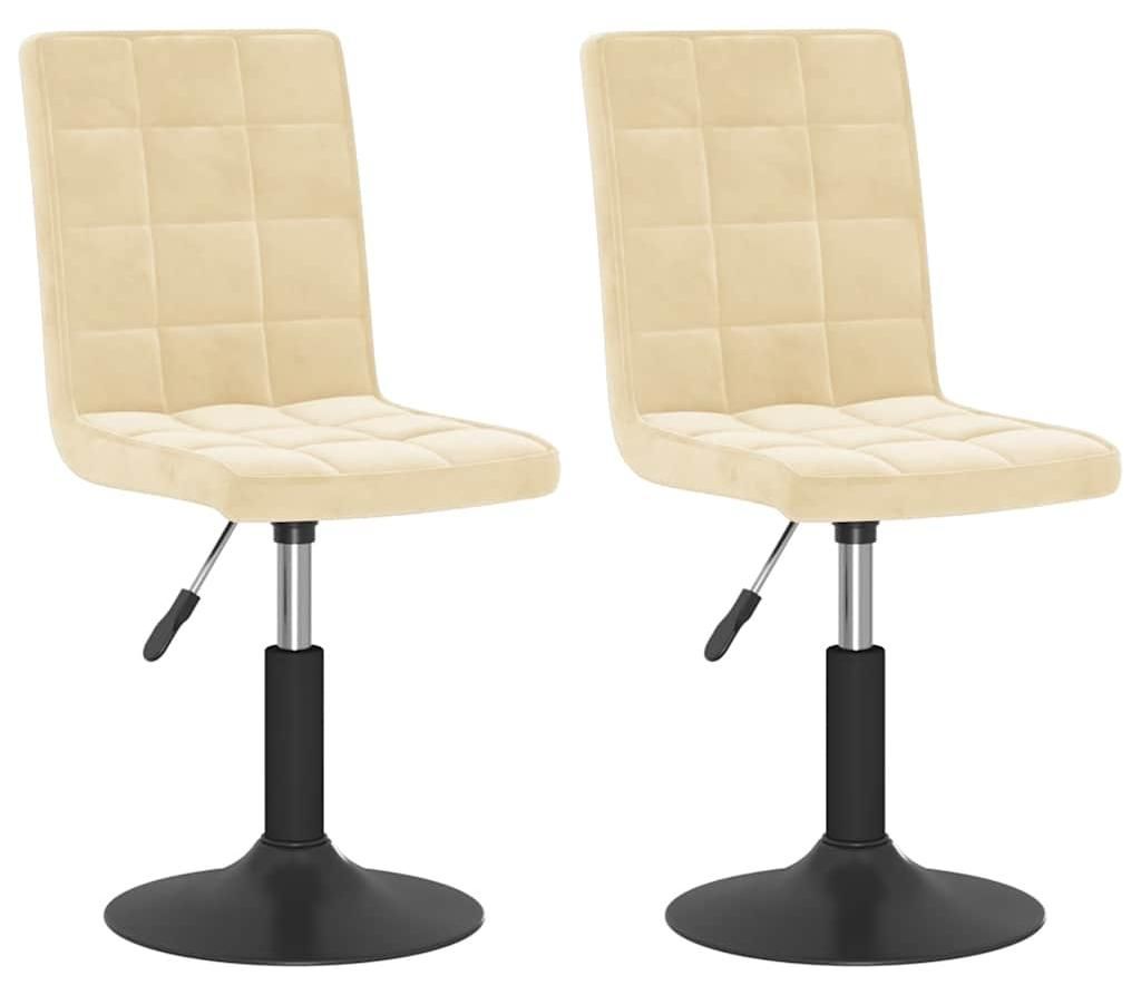 vidaXL Esszimmerstühle 2 Stk. Drehbar Creme Samt