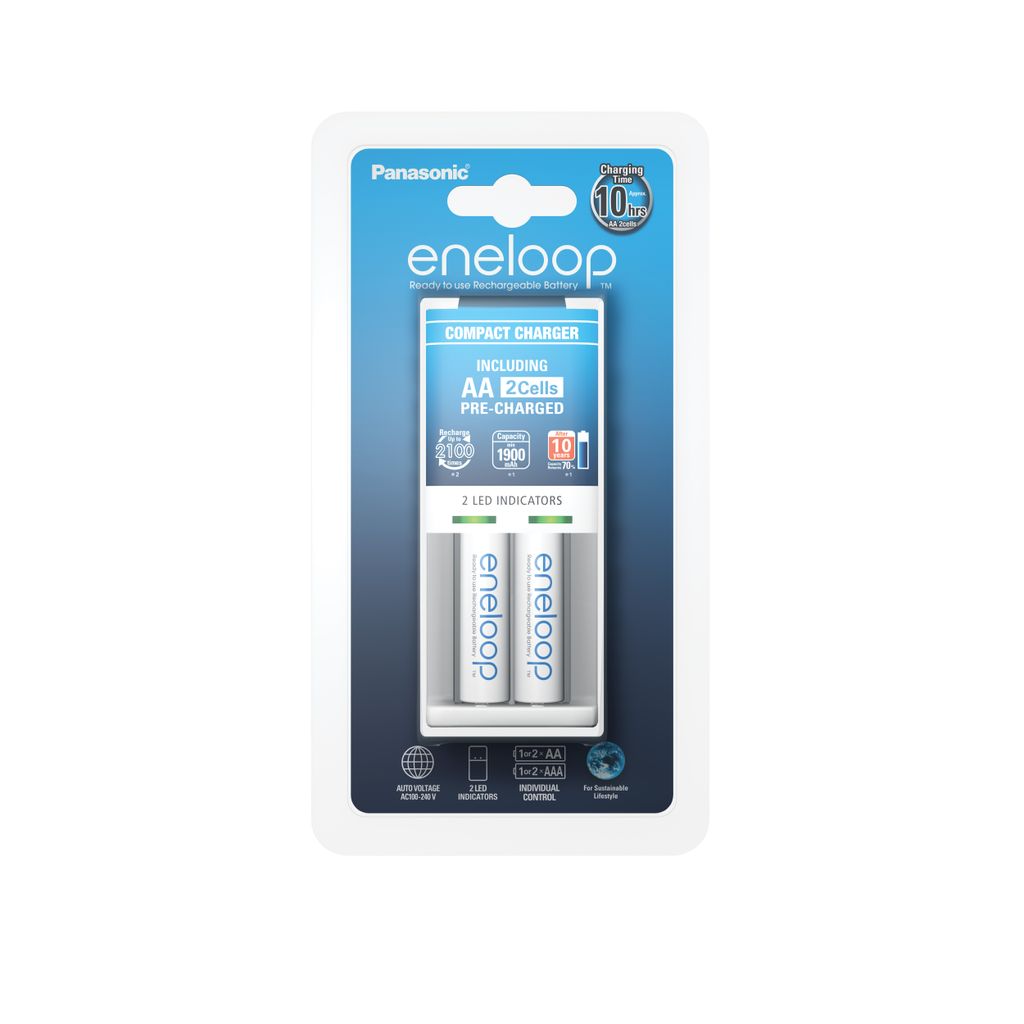 Panasonic eneloop Compact BQ-CC50 - 10 Std. Batterieladegerät - (für 2xAA/AAA) 2 x AA-Typ - 1900 mAh