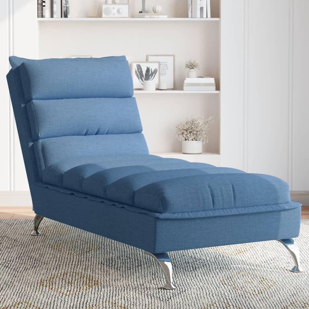 Möbel Chaiselongue mit Kissen Blau Stoff - Recamieren 379474