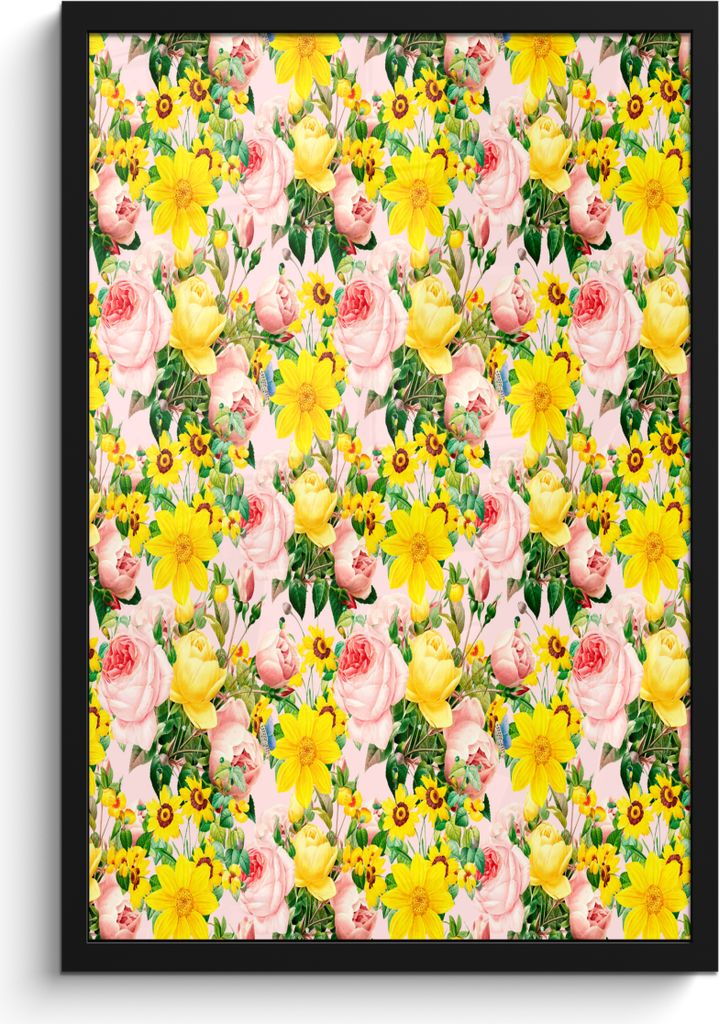 MuchoWow MuchoWow Gerahmtes Poster Blumen - Rosen - Farben 40x60 cm - Poster mit zchwarzem Bilderrahmen - Papierdruck - Wandbilder