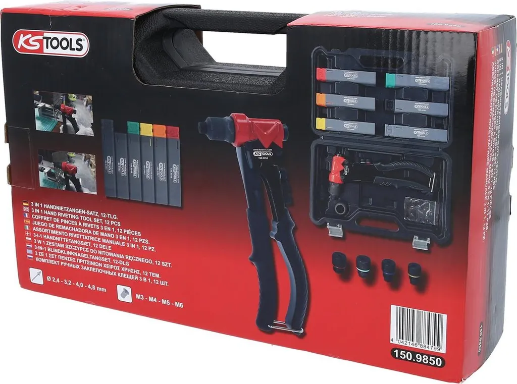 Set KS TOOLS 150.9850 | Pinza Rivetti e Dadi Professionale 3-in-1 - 16