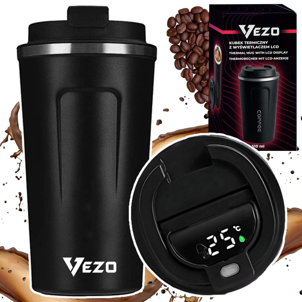 Vezo kubek termiczny smart LCD 510ml czarny termos na kawę Zdjęcie produktu 
