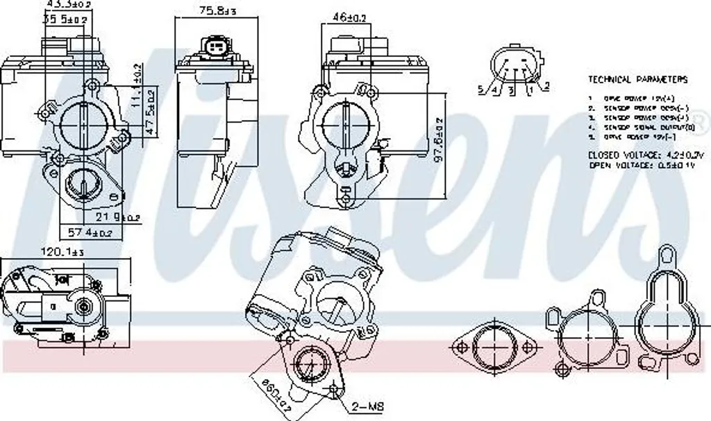 Soupape AGR Nissens 98261 OE 1495600Q0B pour Primastar et Qashqai