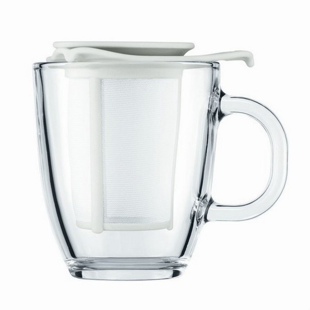 Bodum Yo-Yo Set - Becher & Teesieb - 0,35 L / 12 Unzen Off Weiß