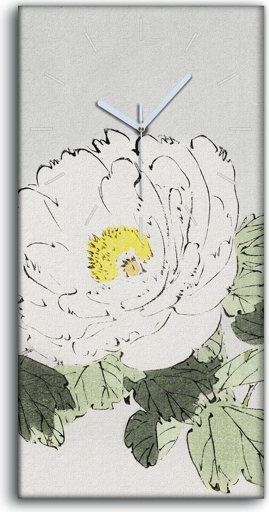 Wandbild Leinwand Bilder Wanduhr 30x60 Malerei Asiatischer Blumen Zweig - weiße Hände