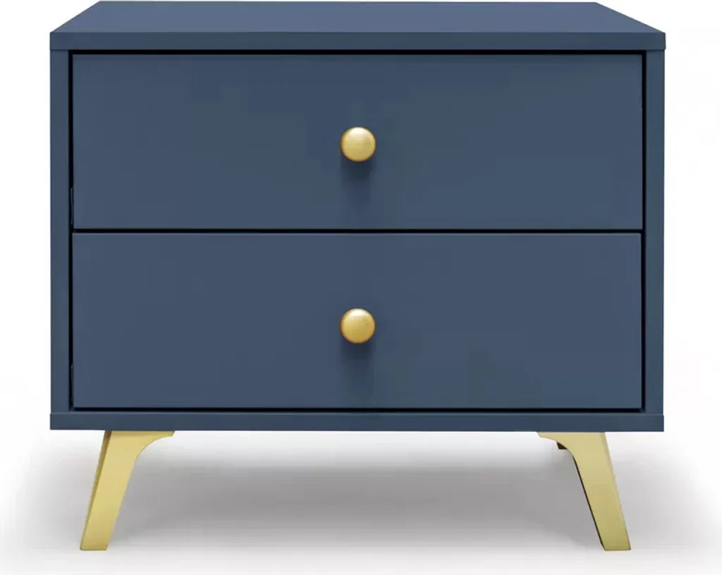 Comodino JOELE Blu Scuro | Arredamento Notte Moderno con 2 Cassetti