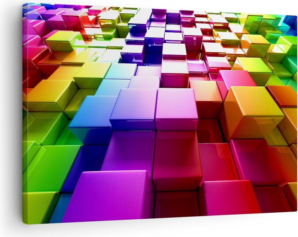 Bild auf Leinwand - Leinwandbild - Abstrakt bunt entwurf muster - 70x50cm - Wand Bild - Wanddeko - Leinwanddruck - Bilder - Kunstdruck - Wanddekora...