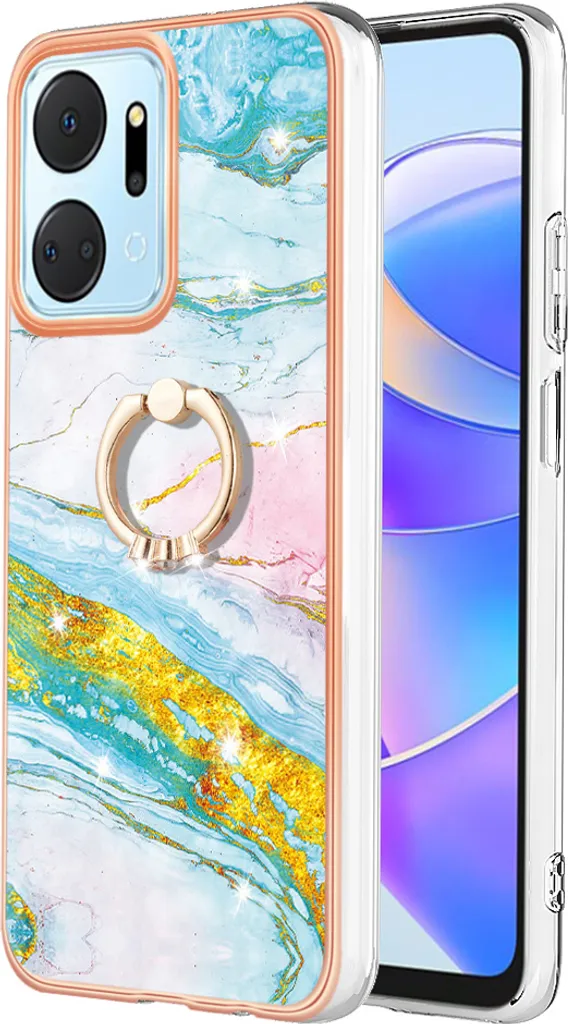 Cover Honor X7a per Genitori: Protettiva, Blu Marmo con Stand