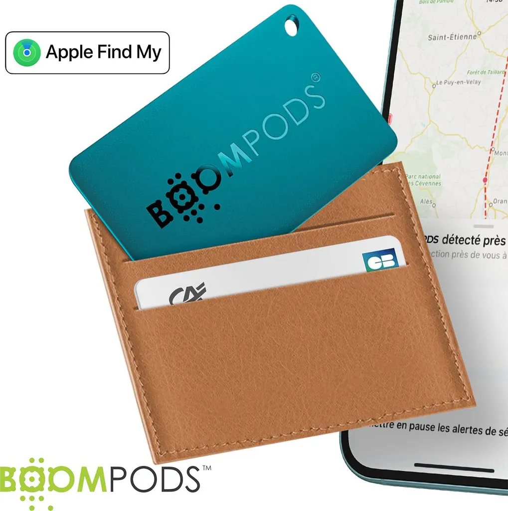 Boompods Boomcard AirTag Tracker Wallet: Apple Find My Smart Card Blu - 5