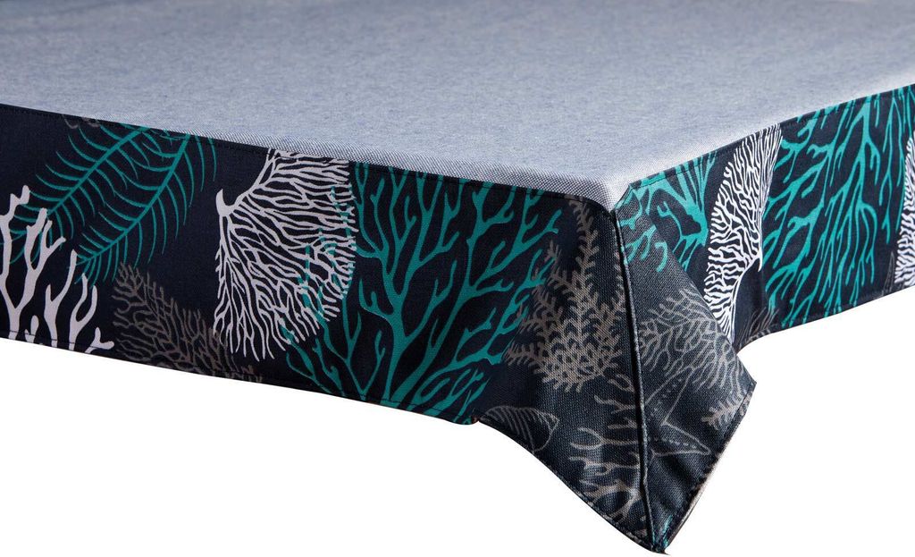 Tischdecke al Blau, Baumwolle/Polyester wasserabweisend, Yacht, Camping, Garten L 155x130 cm