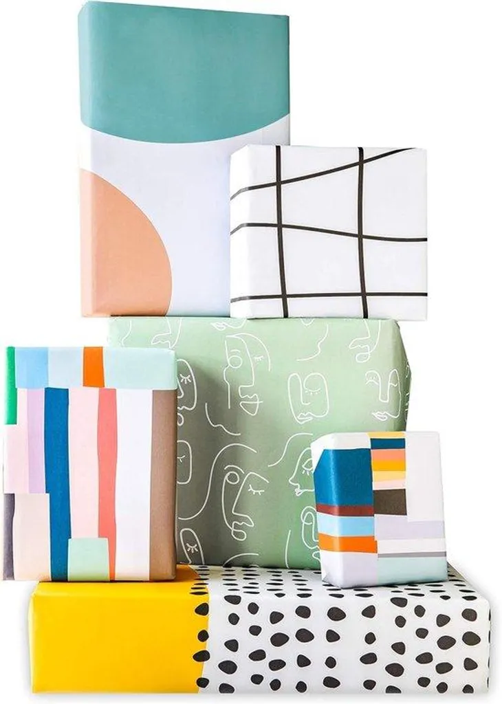 Papier cadeau facile à ranger 12 feuilles pliées motifs géométriques
