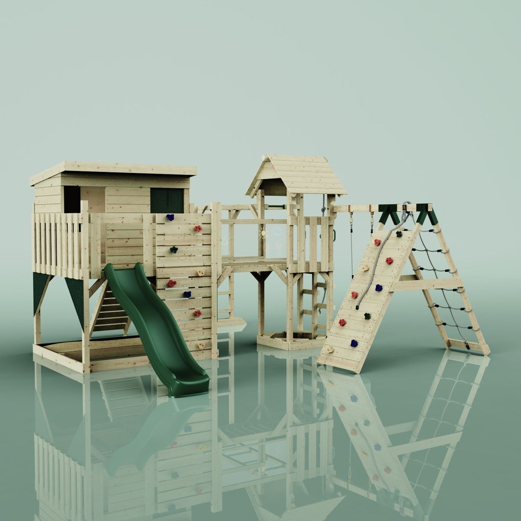 OutdoorToys Spielturm Bene aus Holz in Grün Babyschaukel