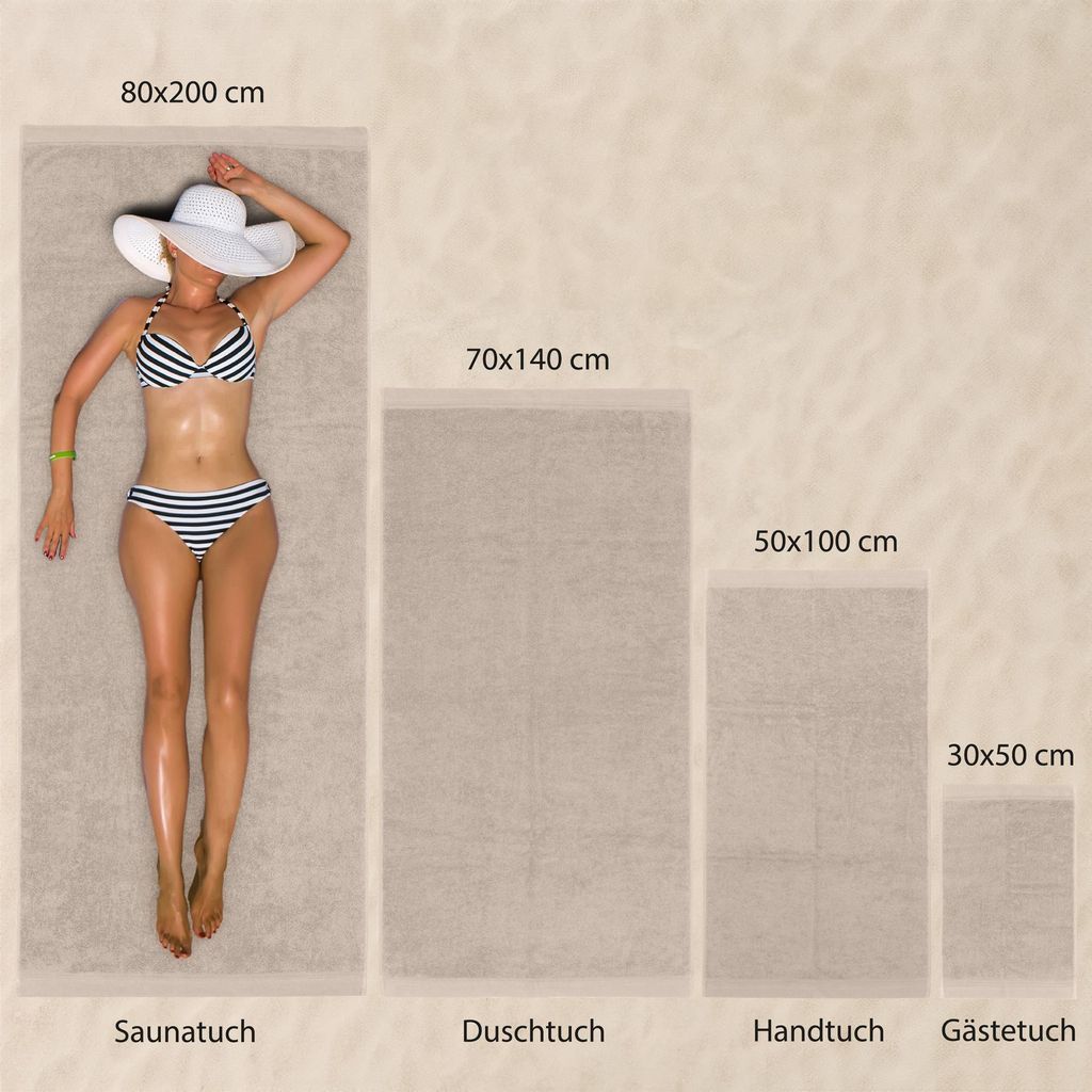 Handtücher Set (Beige, 2 Badetücher + 4 Handtücher)