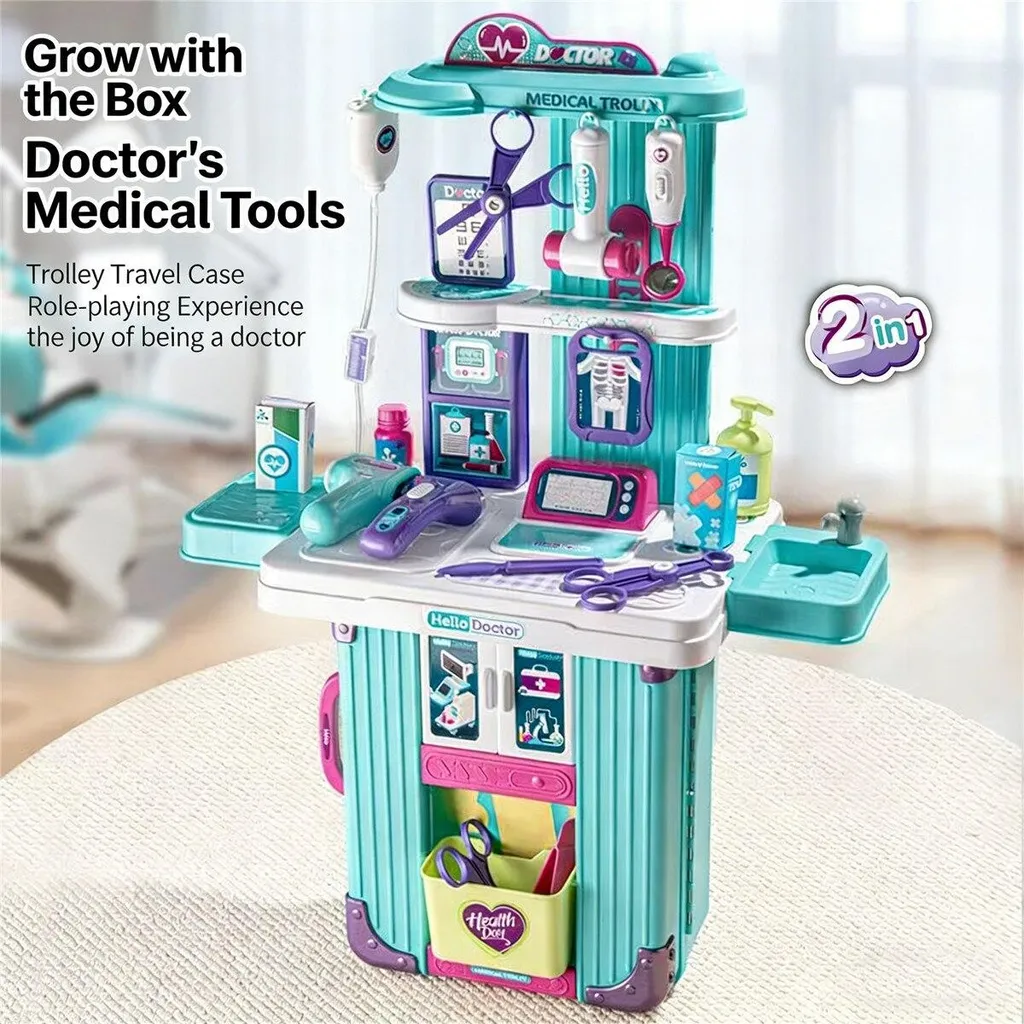 Jouet mallette de médecin 2 en 1 transformable avec chariot médical - 3
