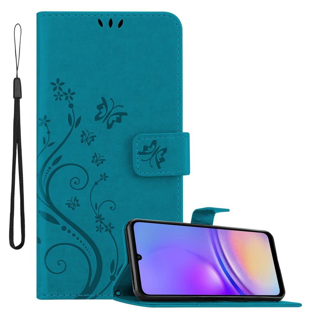 Cadorabo Hülle für Samsung Galaxy A06 Hülle in FLORAL BLAU Produktbild 