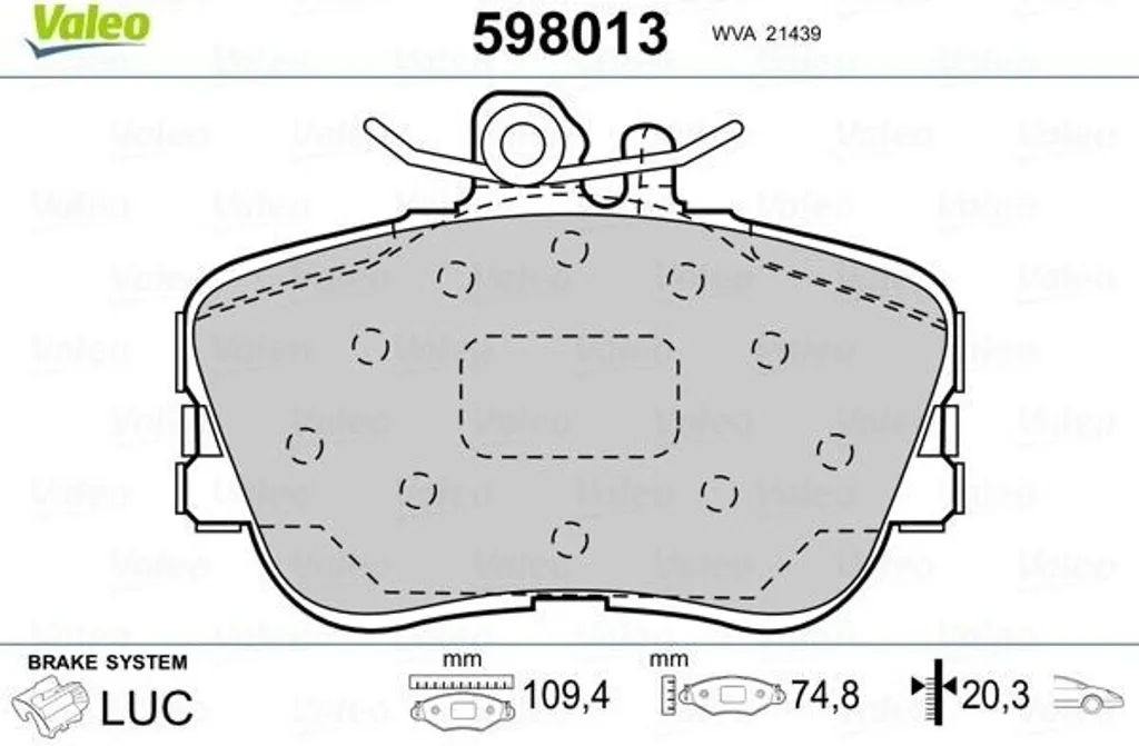 Plaquettes de frein VALEO 598013 haute endurance pour Classe C S202 OE