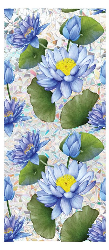 Fensterfolie mit Blumenmuster, Lotus- und Prunkwindenmotiv, abnehmbarer, dekorativer Aufkleber mit statischer Aufladung, UV-Schutz, Sichtschutz fü...