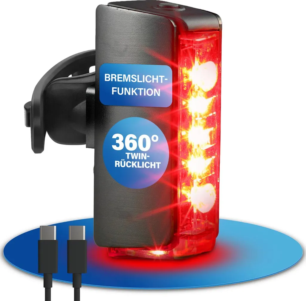 Feu Arrière de Vélo LED pour Cyclisme Nocturne Fischer Accu PLUS TWIN