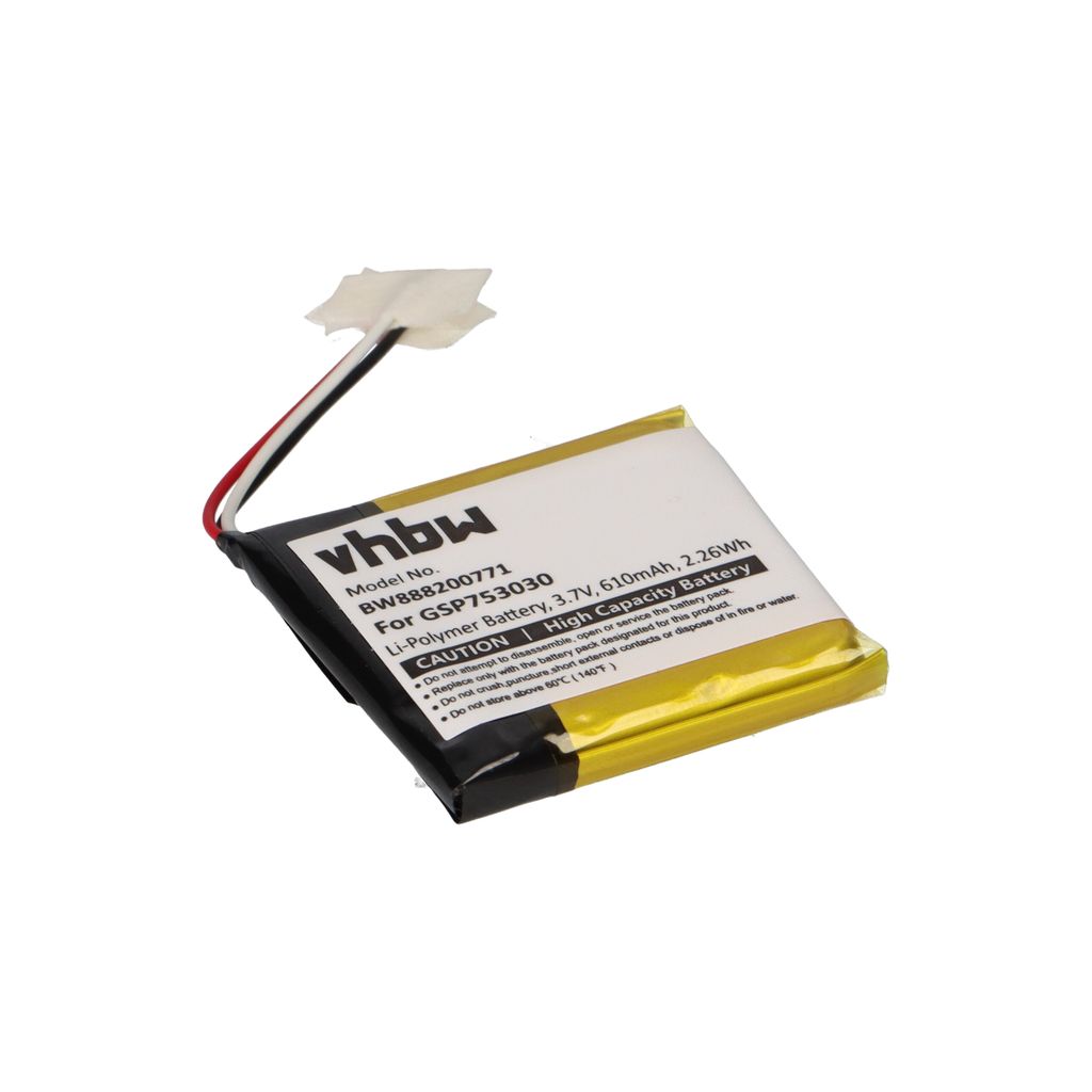 Batterie pour casque, 3,7V, 610mAh, compatible avec le Image du produit 