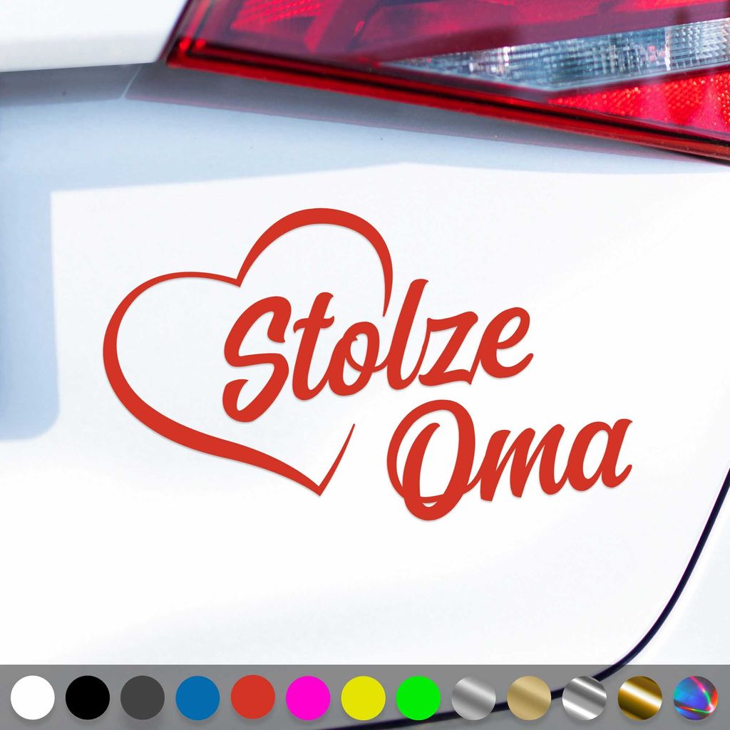 PantherPixel Stolze Oma Aufkleber Großeltern Enkelkinder Sticker Auto Geschenkidee Farbe Rot