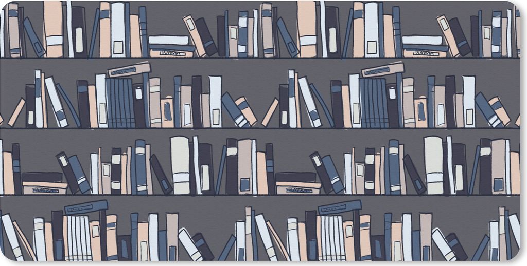 MuchoWow Schreibtischunterlage Puber - Bücher - Bücherregal - Muster 80x40 cm - XXL Mauspad - Gaming Mauspad