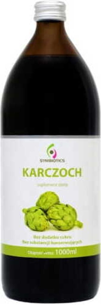 A bottle of EkaMedica Symbiotika Artischocke 1l on a white background.