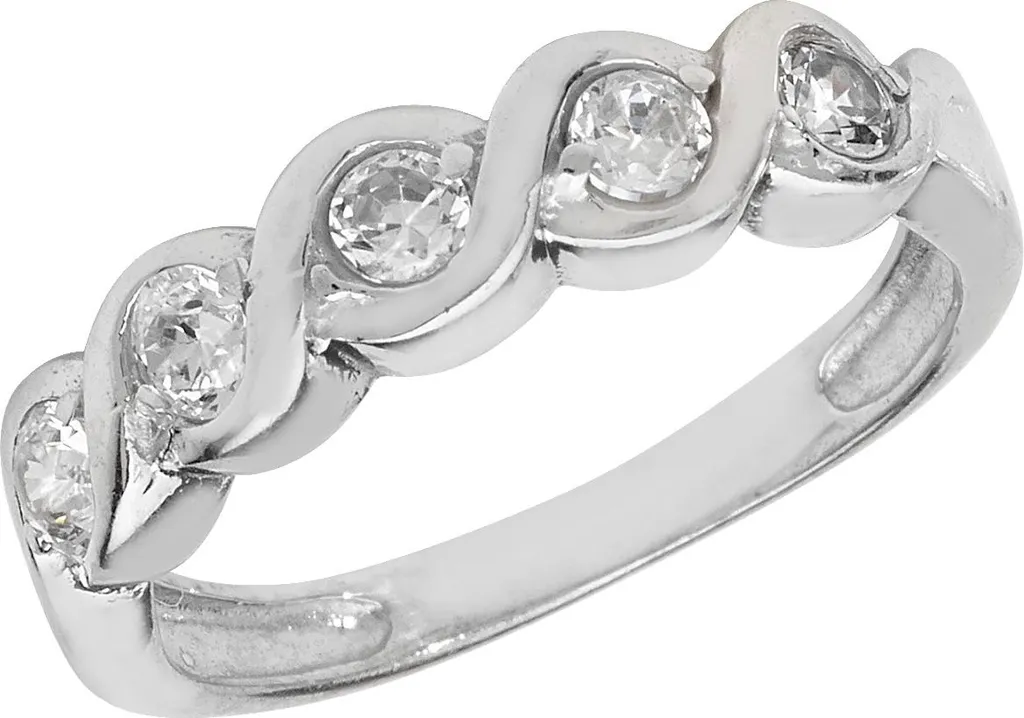Bague Argent 925 Anti-Ternissement et 5 Zirconiums Robustes - Taille 58