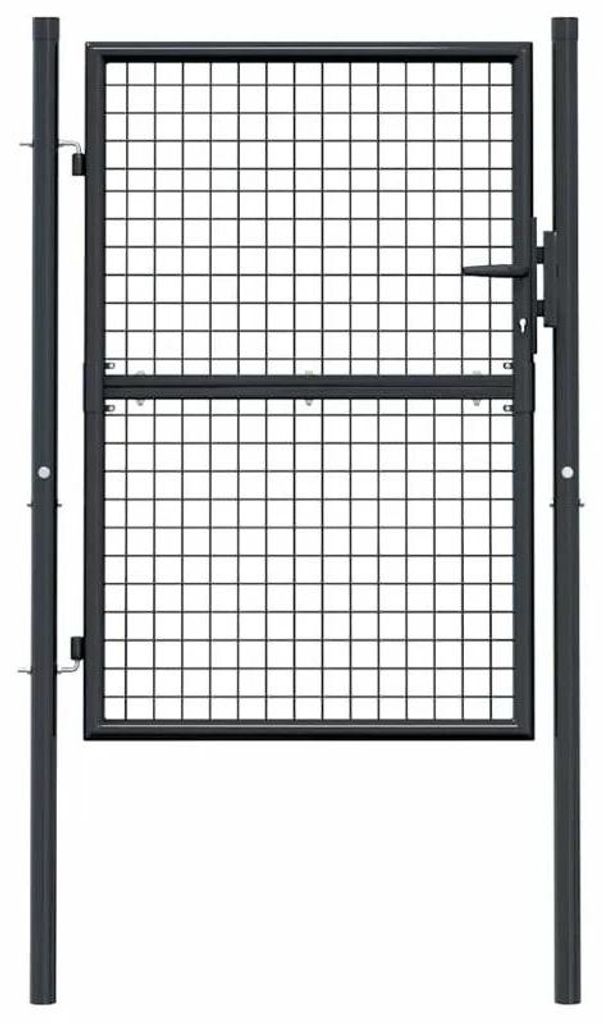 Gartentor Zauntor - Metalltor mit Gitterdesign - 100x125 cm - Verzinkter Stahl - Rostfrei - Gartenzaun für Terrasse und Patio - Armeegrün