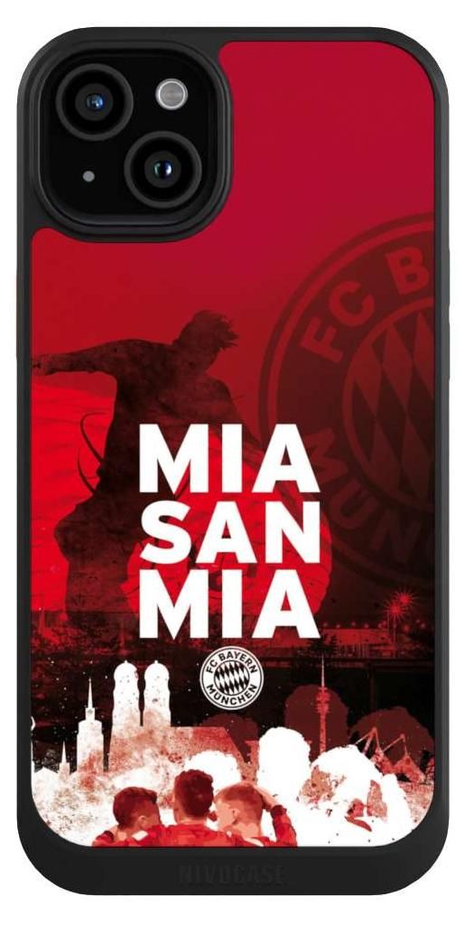 NIVOCASE Hülle für Apple iPhone 15 Plus Handyhülle NIVOcore Case Schwarz FC Bayern München FCB Mia San Mia