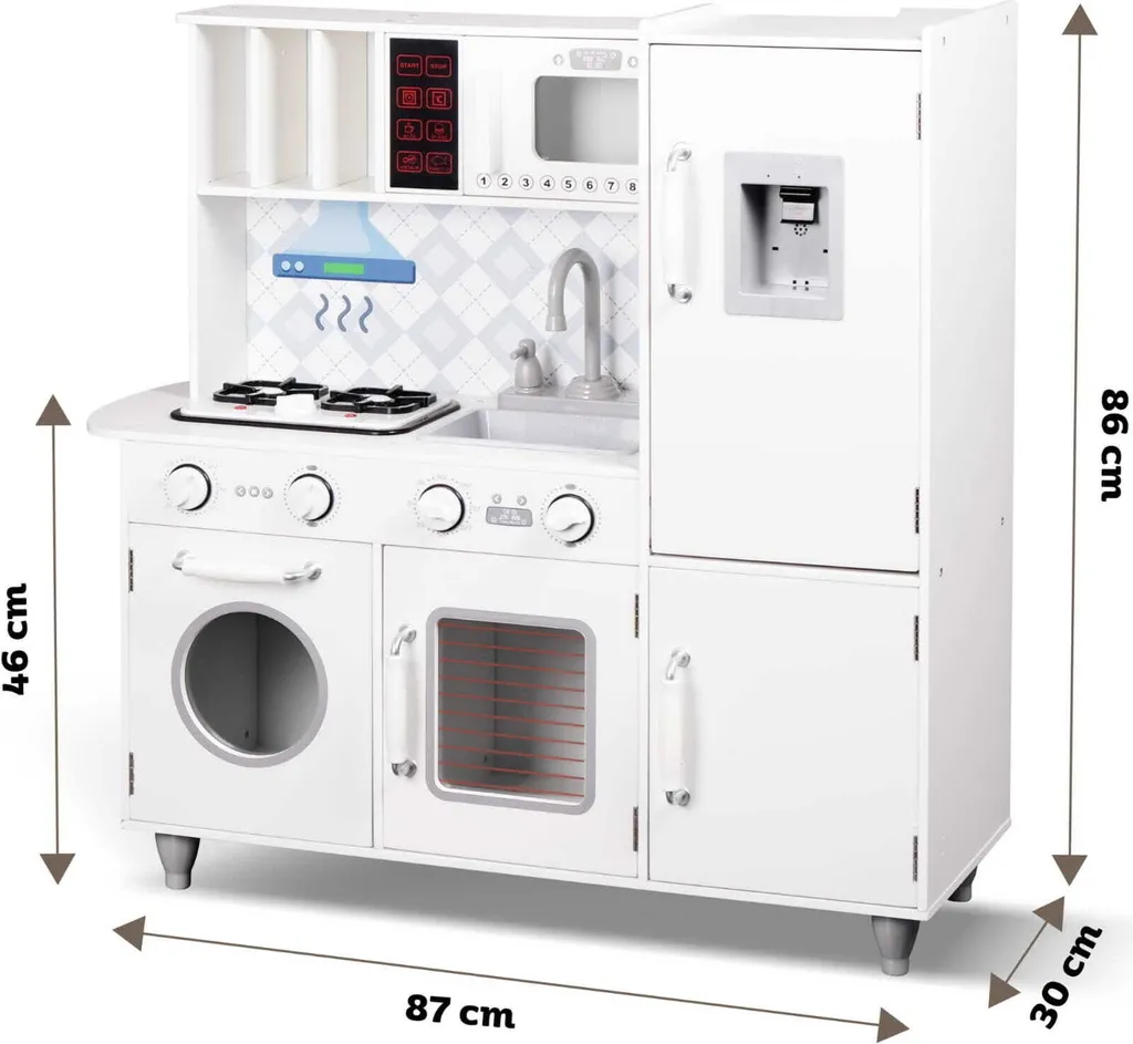 Grand Jouet de Cuisine en Bois pour Enfants - 86x30x87 cm - Blanc