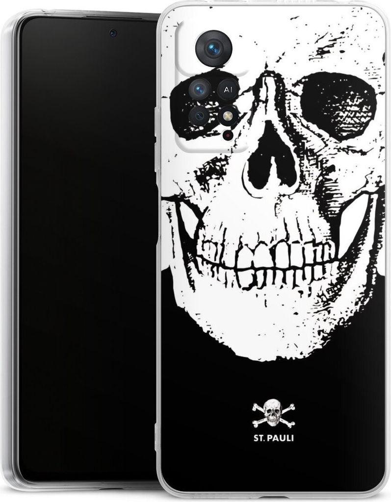 DeinDesign Handyhülle für Xiaomi Redmi Note 11 Pro 4G Silikon Hülle Case Smartphone Schutzhülle FC St. Pauli Offizielles Lizenzprodukt Totenkopf