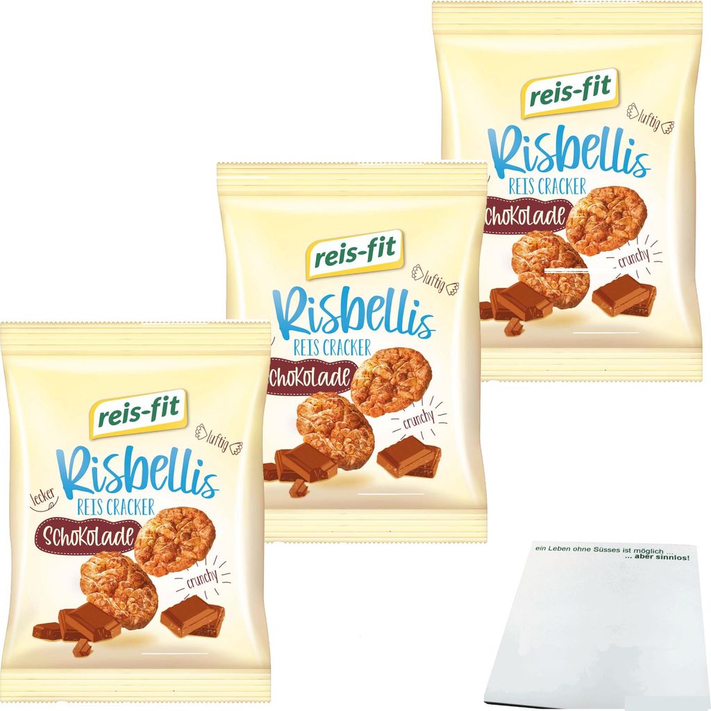 Reis-Fit Risbellis Reis Cracker Schokolade 3er Pack (3x40g Produktbild 