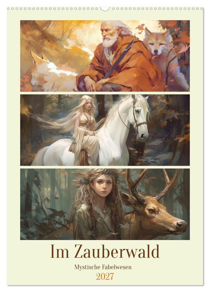 Im Zauberwald. Mystische Fabelwesen (Wandkalender 2027 DIN A2 hoch), CALVENDO Monatskalender