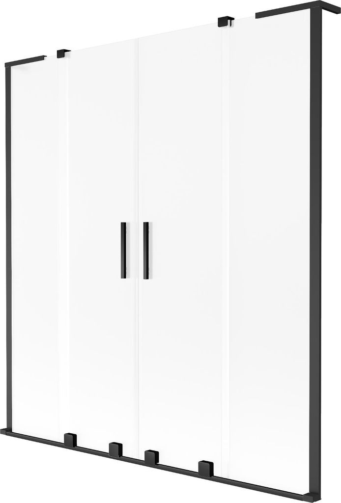 Mexen Velar L Duo Badewannenaufsatz 2-flügelig verschiebbar 150 x 150 cm, Mattglas, schwarz - 896-150-003-32-70