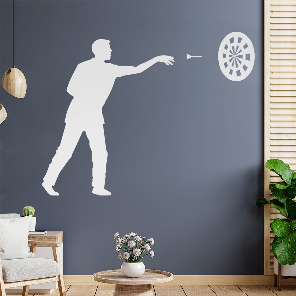 Darts Bullseye Spieler Figur Wandtattoo Wandaufkleber Wall Sticker - Dekoration, Küche, Wohnzimmer, Schlafzimmer, Badezimmer