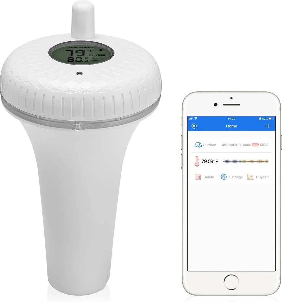Thermomètre connecté pour piscine et spa - Capteur Bluetooth flottant