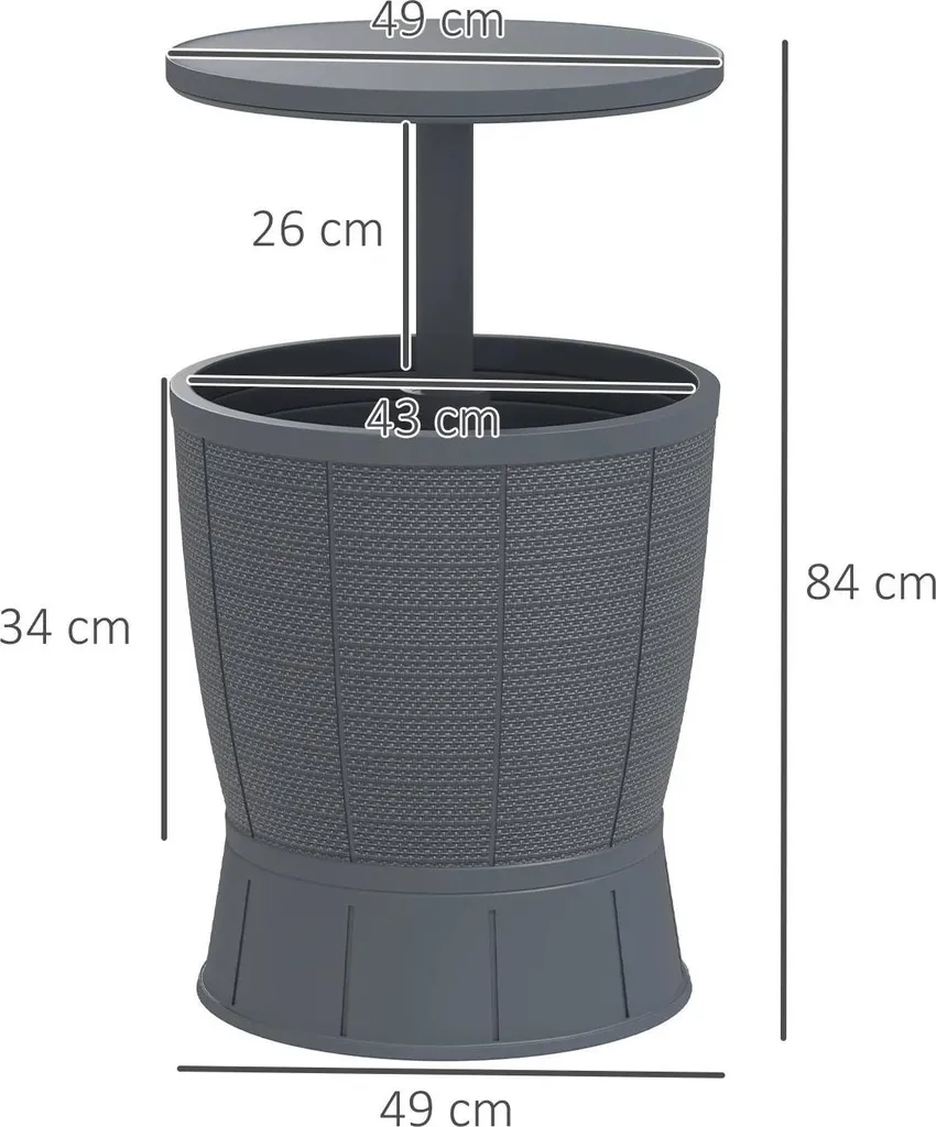 Table d'appoint extérieure 41 litres 3-en-1 grise résistante aux UV - 3