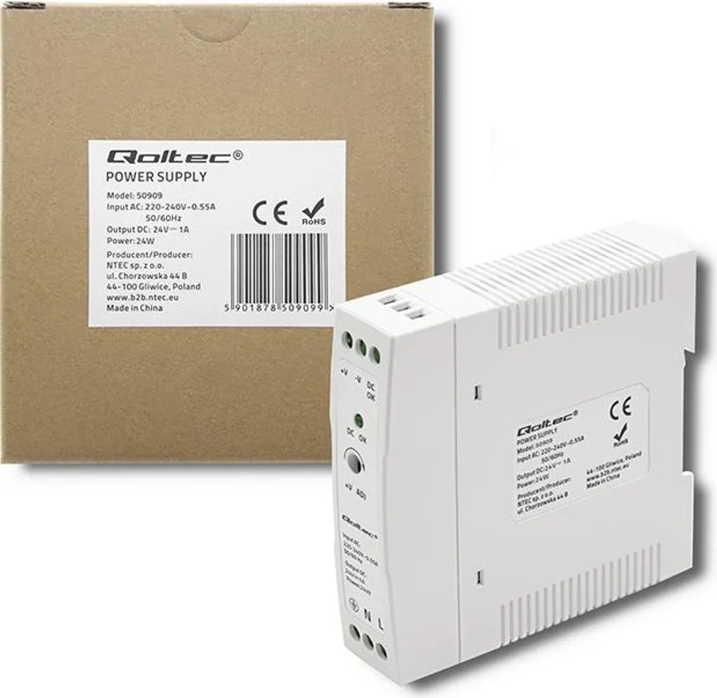 Optimisez votre Tableau avec l'Alimentation Rail DIN 24W 24V Mince Qoltec