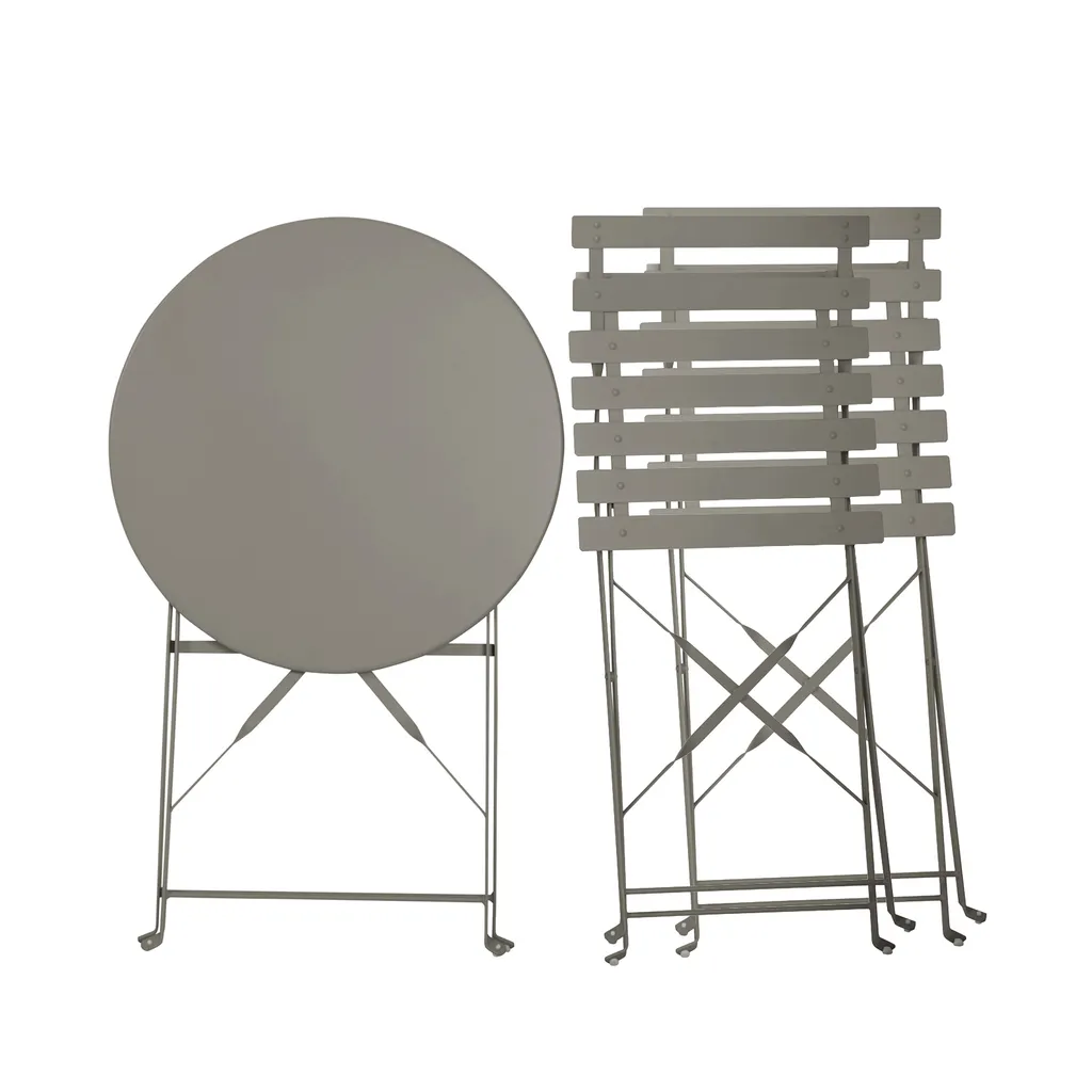 Mobilier de Balcon pour Petit Espace Ensemble Table et Chaises Taupe