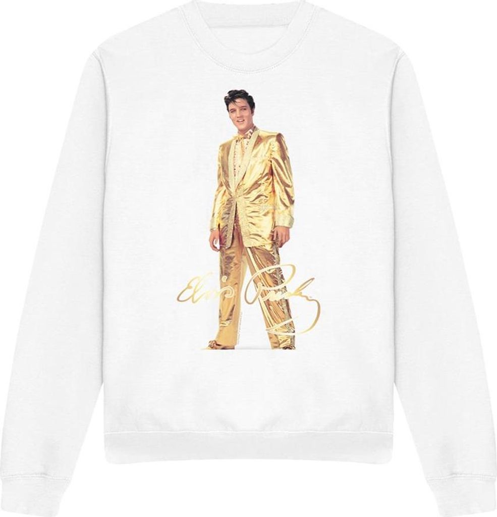 Elvis - "Gold Lame Suit" Sweatshirt für Herren/Damen Uni TV32346 (L) (Weiß)