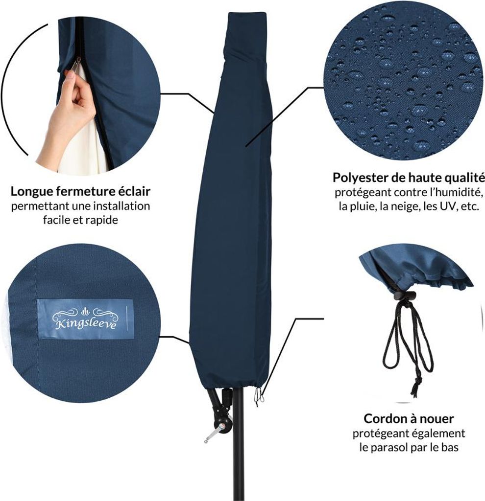 Deuba Housse de protection pour parasol Ø3,5m Bleu bâche de Image du produit 