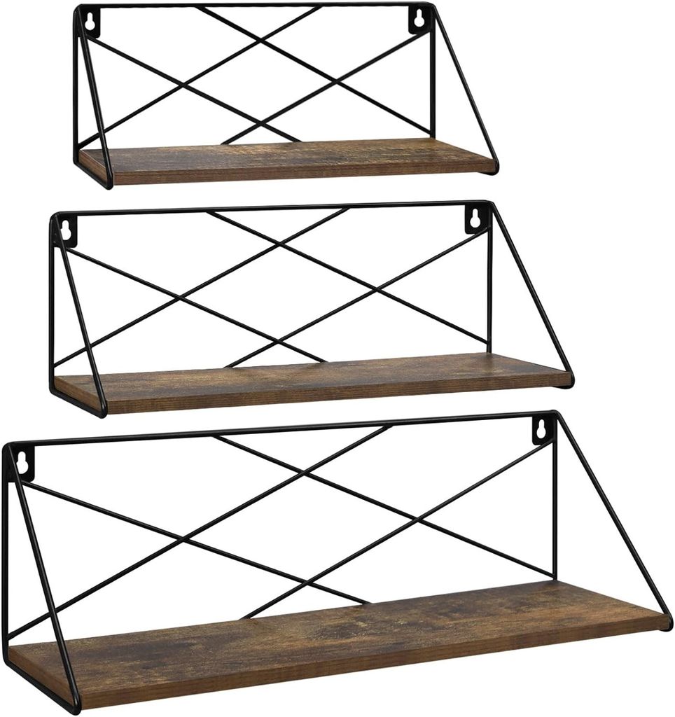 EUGAD Wandregal 3er Set, Industrial, mit Metallrahmen, Produktbild 