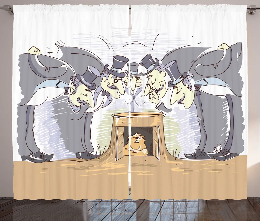 ABAKUHAUS Groundhog Day Rideaux Universels Écru et Bleu 280x225 cm