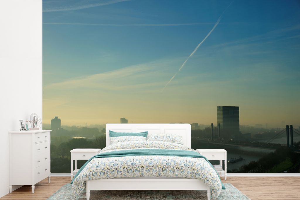 MuchoWow Fototapete für Wohnzimmer oder Schlafzimmer Wandtapete Vinyl Motivtapete Utrecht - Nebel - Luft - 420x280 cm - Zimmer für Kinder