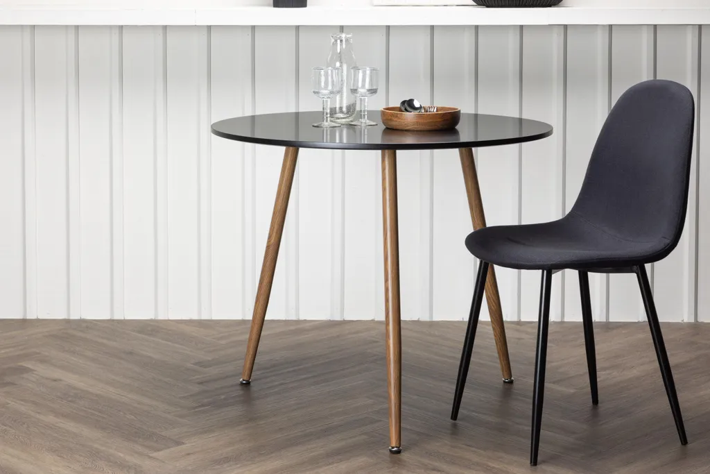 Table à manger Polar noire Ø90 cm en bois et métal - Finition mate - 6