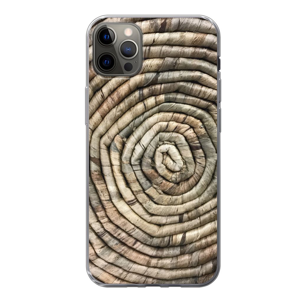 MuchoWow Handyhülle Schutzhülle Hülle für iPhone 13 Pro Max Kreis - Schilf - Korb Silikon Softcase Handy Hülle - Mobiltelefon